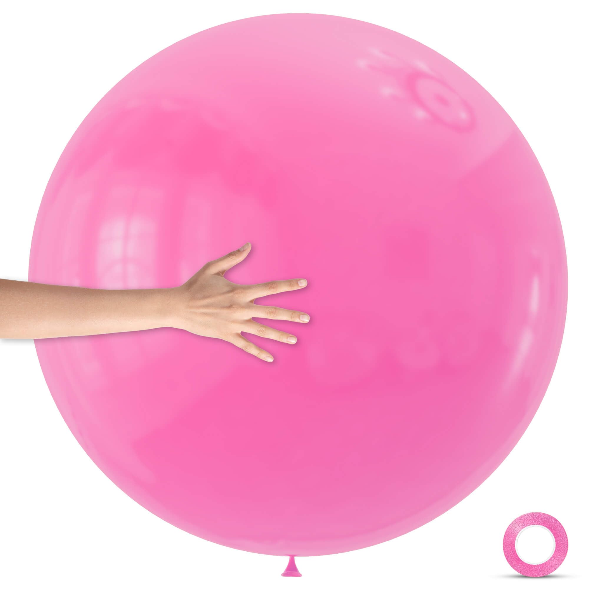 5Pcs Pink Balloons 36 Inch, Round Large Latex Party Balloons for Birthday Wedding Decorations. (Pink)