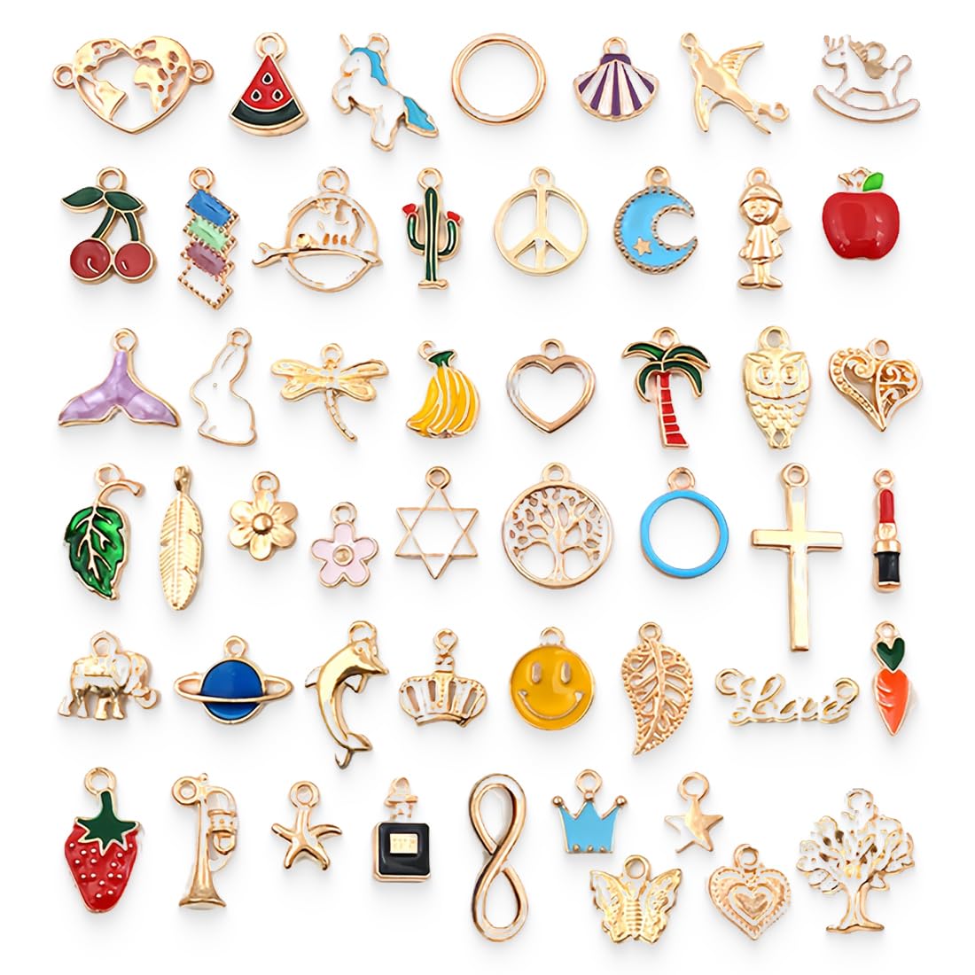 SUNNYCLUE 1Scatola 60pezzi Fungo Rosso Ciondolo Funghi Ciondoli Oro Smalto Piante Alimentari Ciondolo Fata Ciondoli Primavera per Gioielli Fare Ciondoli Collana Fai Da Te Orecchini Bracciali Artigiana