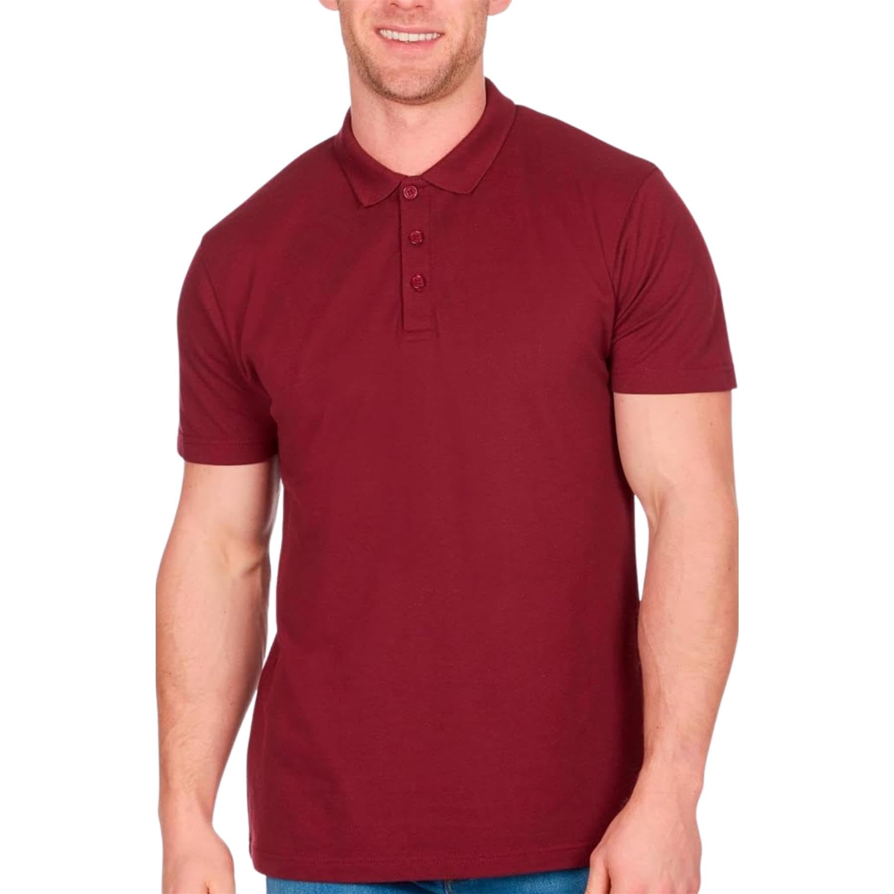 Style It Up Men's Maroon ’S Classic Plain Pique Polo Shirt Short Sleeve Casual Work Golf Tee (, 2XL)