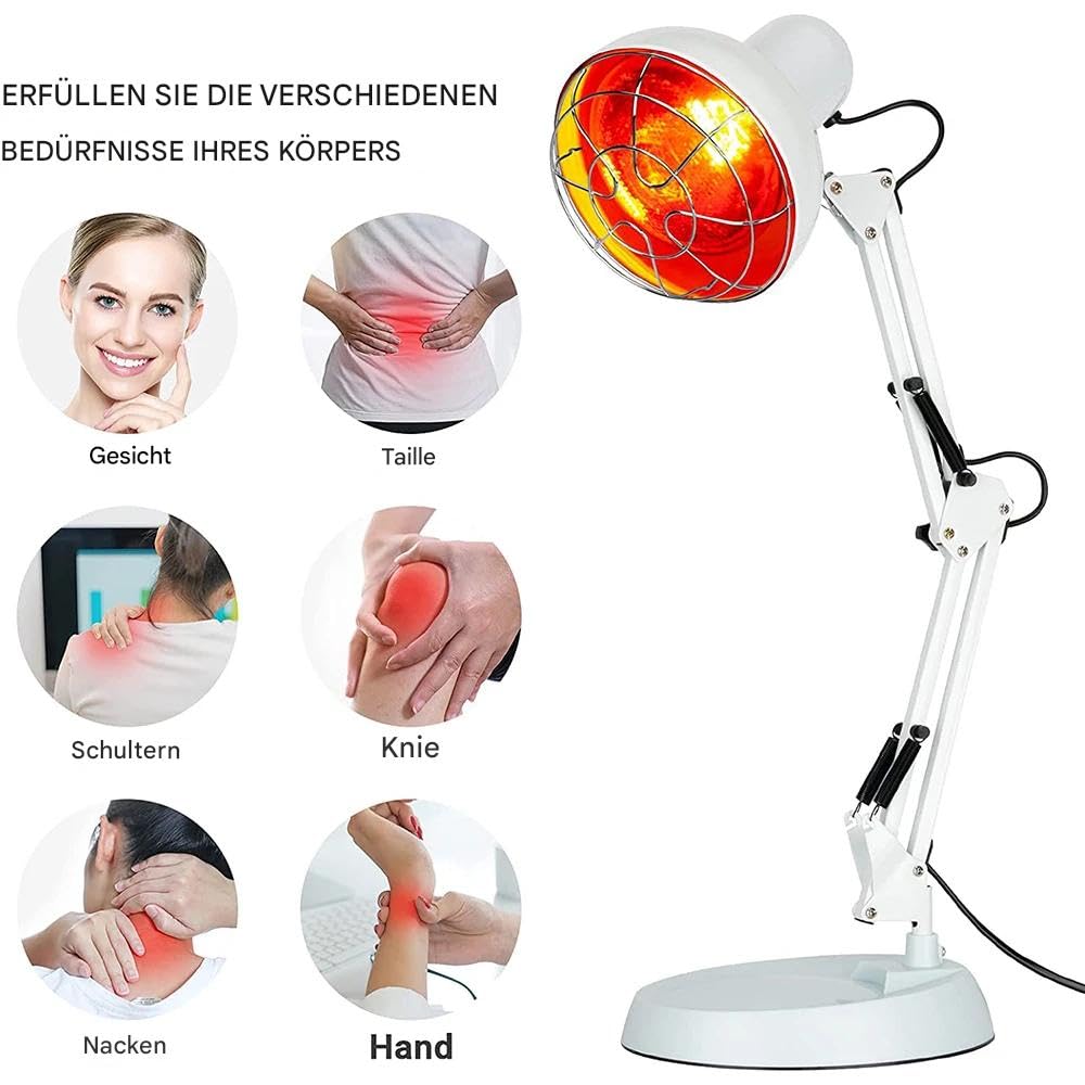 BRAVECOW Infrarot wärmelampe 100 watt,Infarotlichtlampe mit Wärmestrahler Sockel, Infrarotleuchte Wärmestrahler,wärmelampe Tragbarer,Table Infrarotlichtlampe,Rotlichtlampe Für den Hausgebrauch