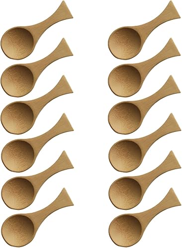 12 cucharas de té de bambú, cucharas de sal de baño, cuchara de condimento de madera para té suelto, dulces, especias, granos de café, 3.54 x 1.65