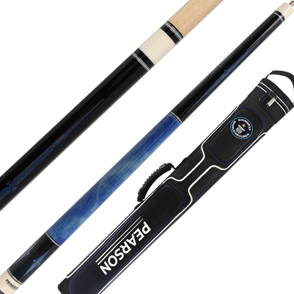 PEARSON Players Series PP-Blue Pool Cue Stick w/ 2x2 World Record Cue Case (21 oz)
