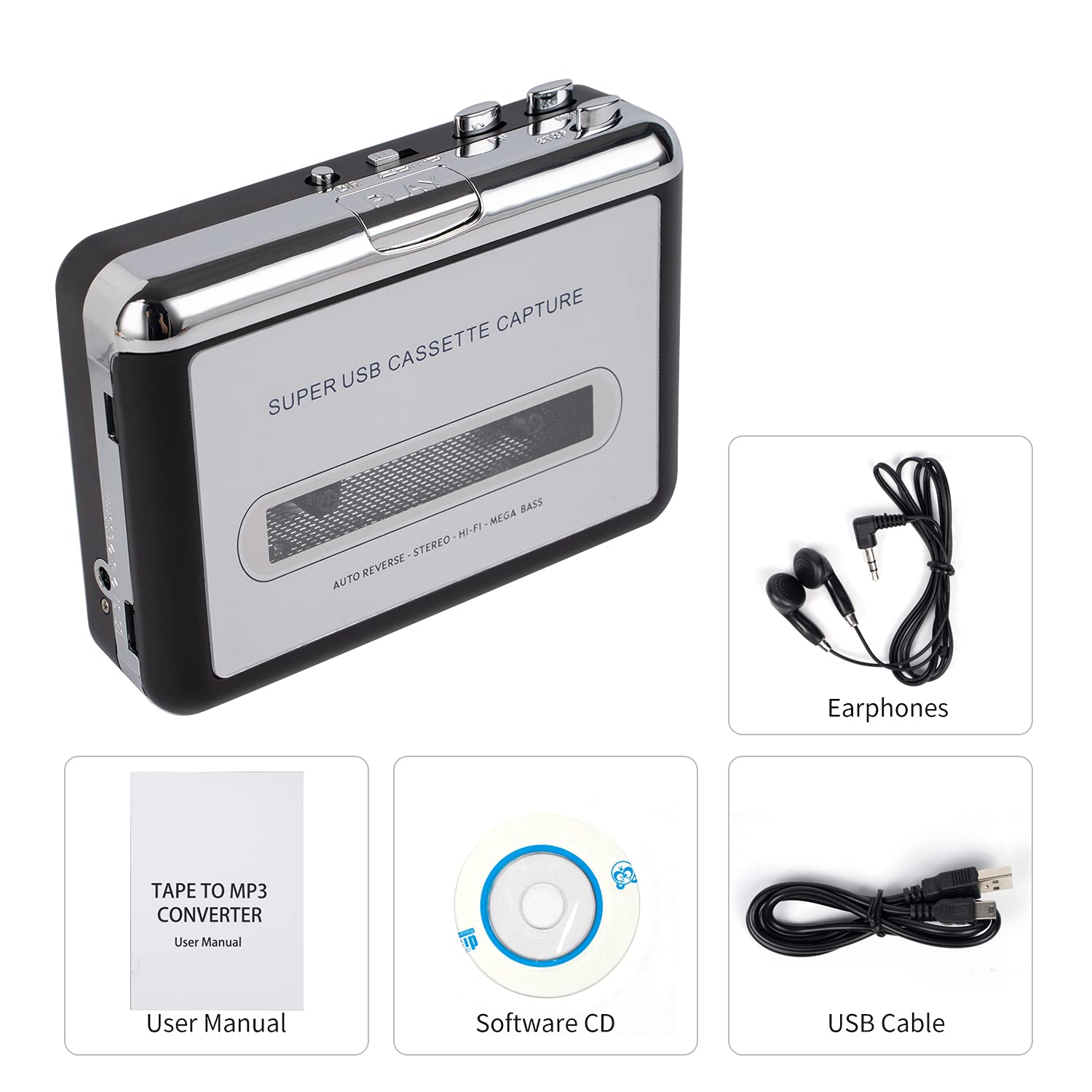 Buy Portable Cassette Player USB Cassette Tape Player Captures Mp3