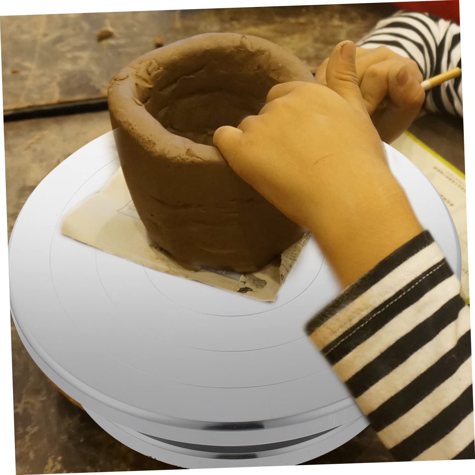 Housoutil Plato Giratorio Superficie Plana y Rotación Suave de Aleación de Aluminio para Cerámica Rueda para Esculpir Arcilla Adecuado para Manualidades de Arcilla