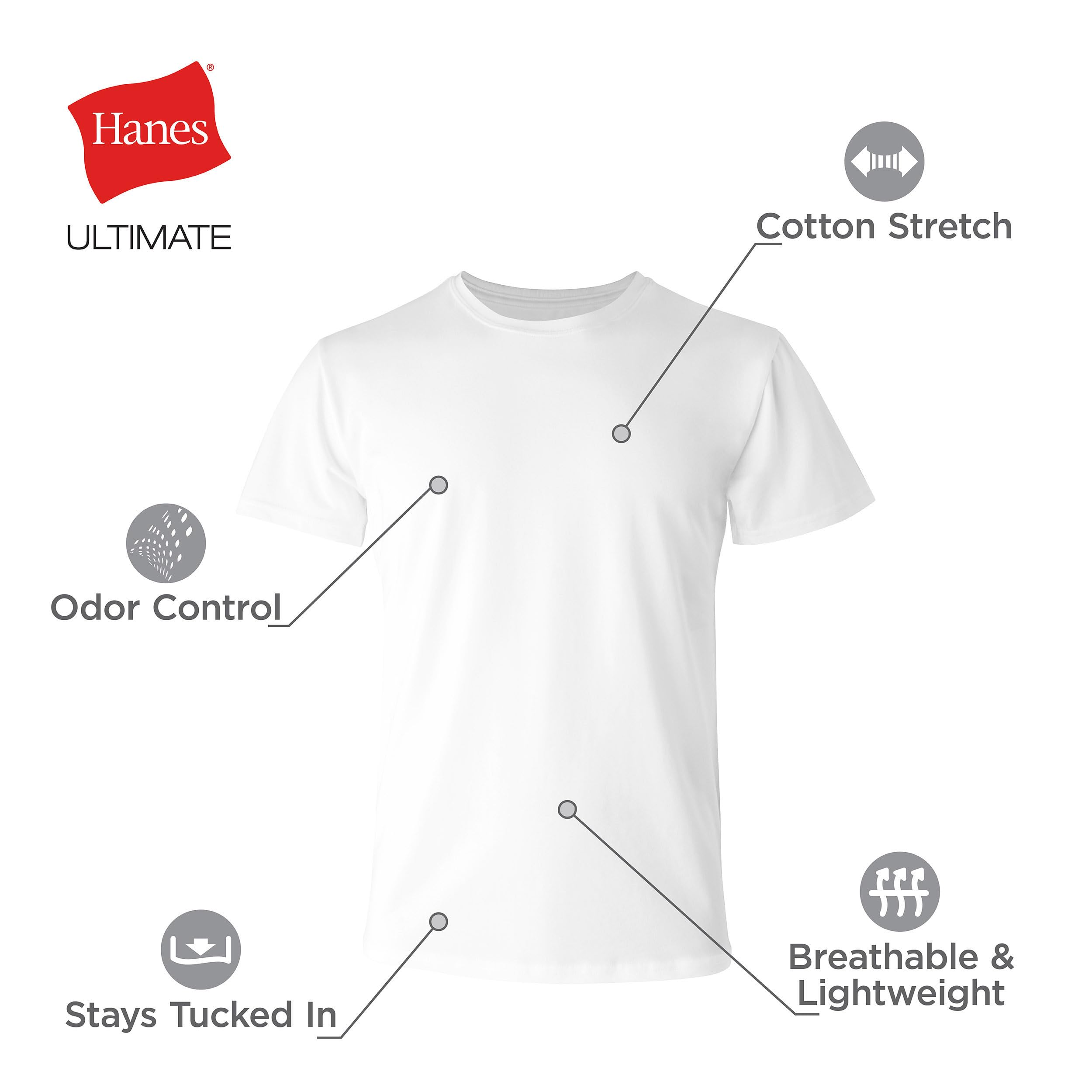 Hanes Hanes Ultimate Comfort Fit Undershirt, Men’s Crewneck Stretch-Cotton T-Shirt, 4-Pack Intimo Uomo (Pacco da 4)