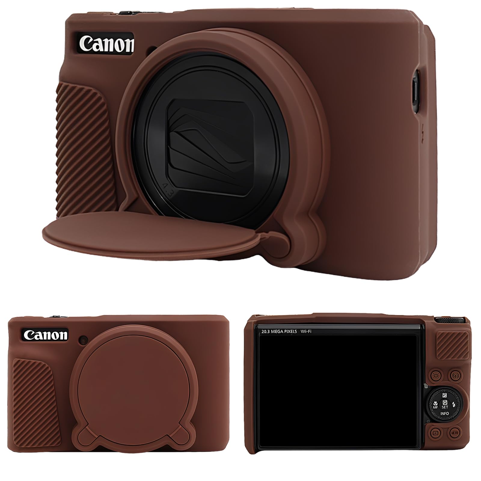 MUZIRI KINOKOO Étui en silicone compatible avec appareil photo numérique Canon Powershot SX740/SX730 HS - Housse de protection en caoutchouc souple avec couvercle d'objectif amovible - Antidérapant et