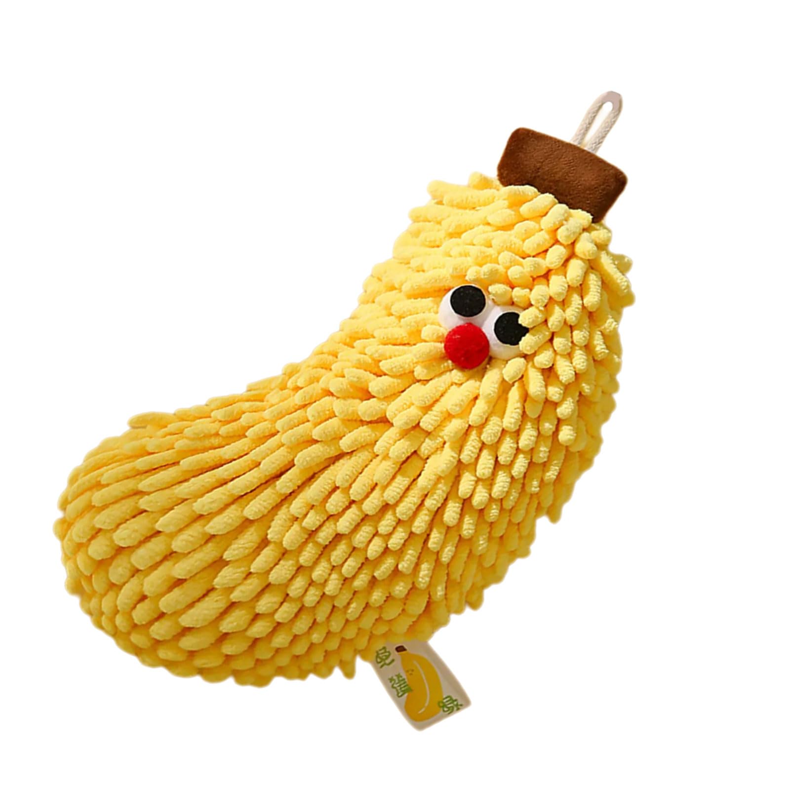 sodeber Chenilles Hanging Hand Towel for Home Use Soft and Highly Absorbent Banana/Strawberry Shaped Washcloth Bathroom Tool Hanging Hand Towel