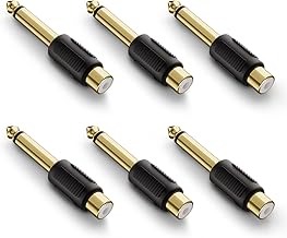 VCE RCA to 1/4" Audio Adapter, 6.35mm Mono Plug Male to RCA Female Connectors 6-Pack