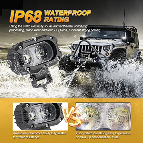 Image of Auxbeam 4 inch Cube LED Pods, Super Bright 60W Offroad Lights Auxiliary Flood Light Pods Motorcycle Driving Light for ATV UTV SUV Boat Jeep