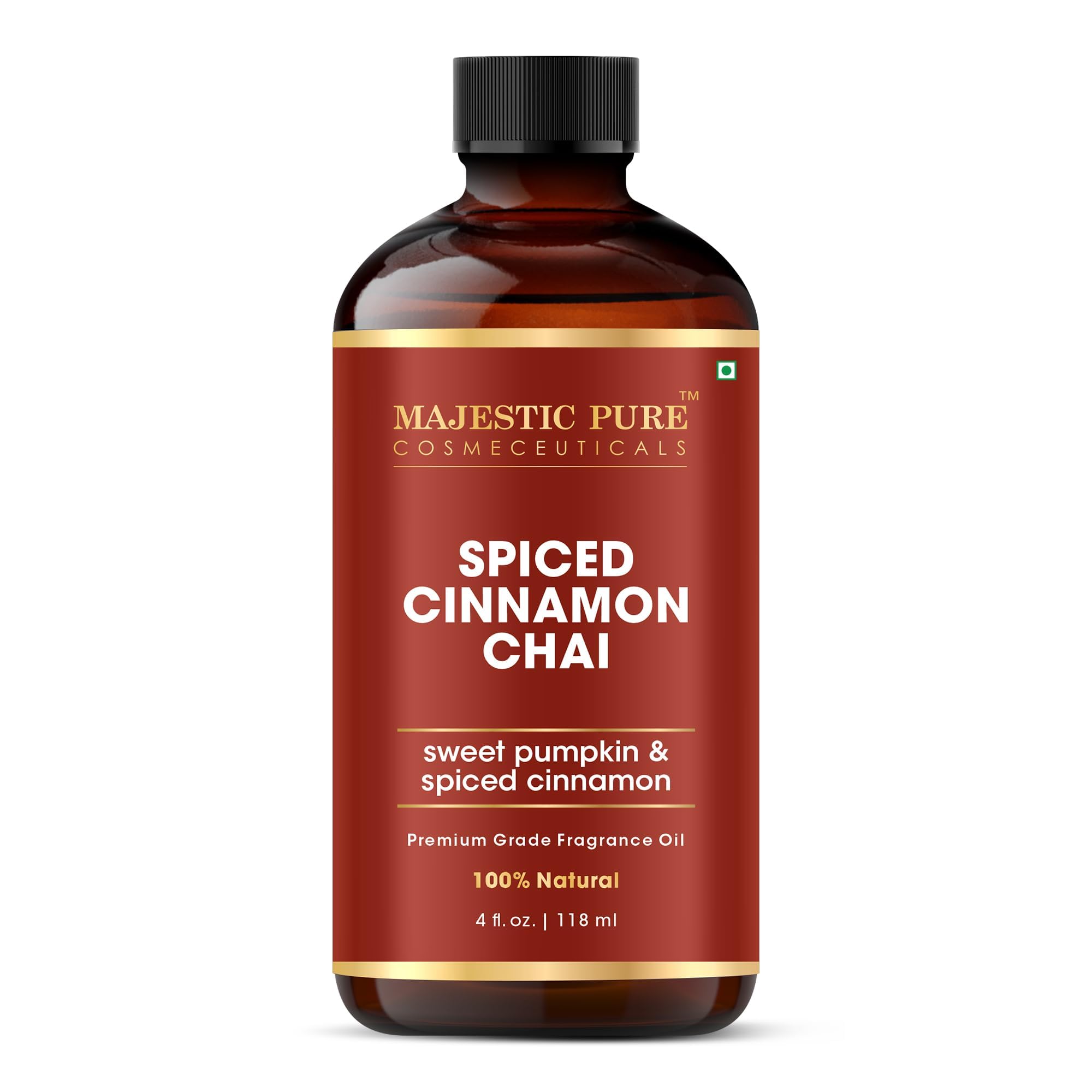 MAJESTIC PURE Spiced Cinnamon Chai Premium Oil | 100% Pure & Natural | Cinnamon, Clove, Pumpkin Oil Used in Diffusers, DIY, Self Care | 4 Fl Oz