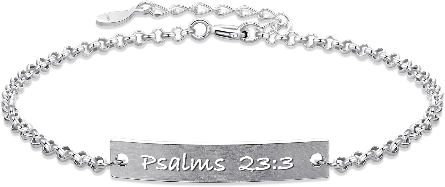 Psalm 23 3 Bracelet for Women, 925 Sterling Silver Christian Peace Jewelry, Meaningful Gift for Her