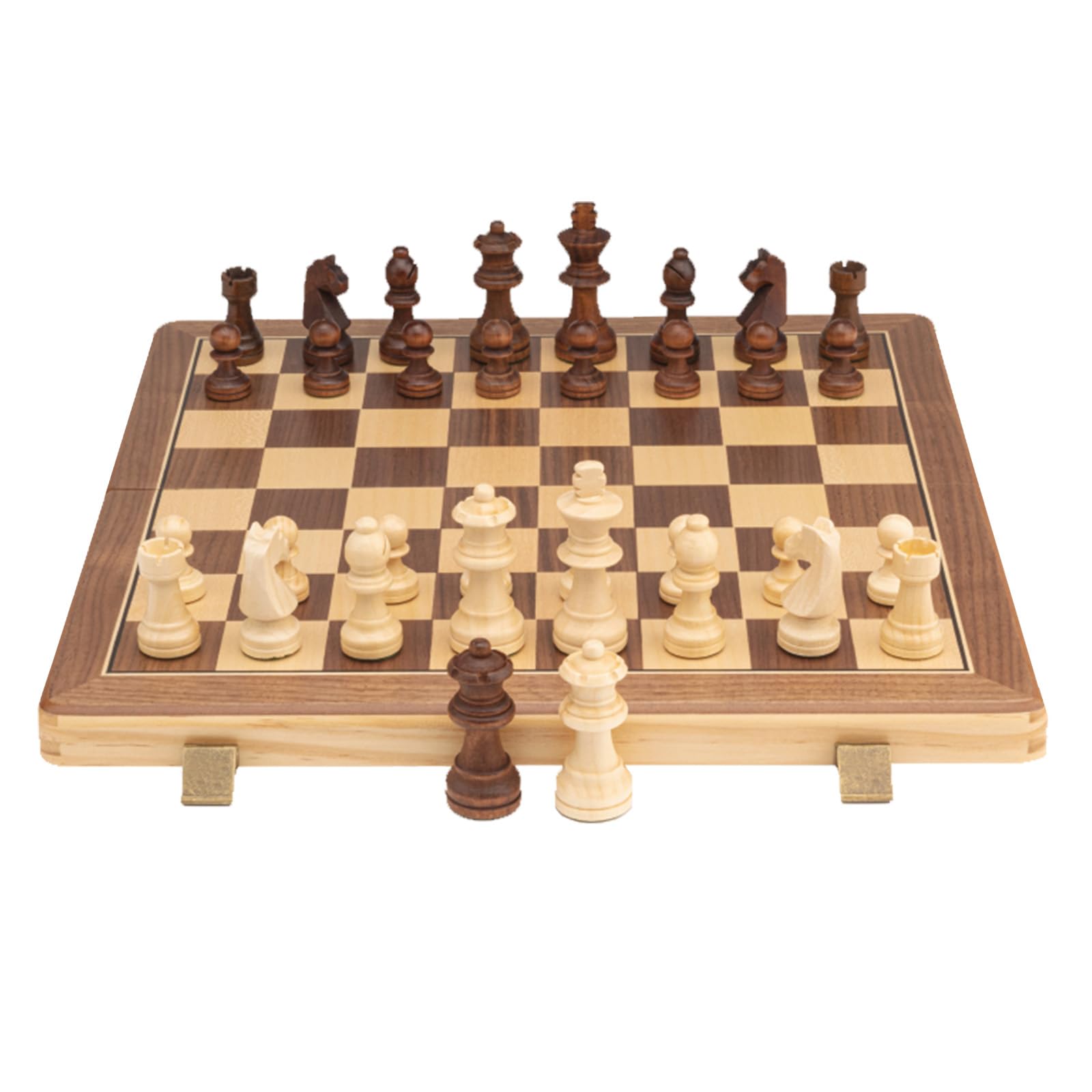 Scacchiera in Legno,15" Scacchiera Portatile con Slot di stoccaggio degli Scacchi,Facile da trasportare, Scacchiera Magnetica in Legno per i Principianti e Adulti