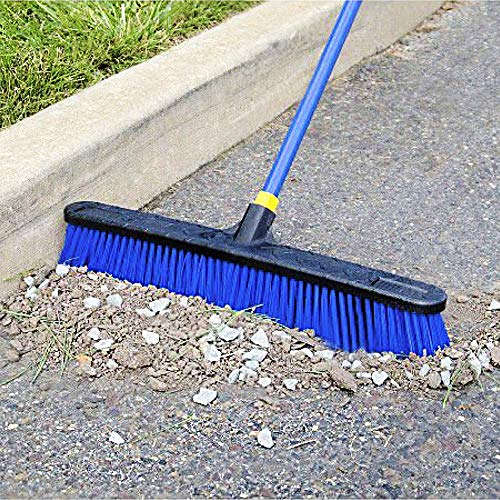 Image of Quickie 24-Inch Knockdown Rough-Surface Push Broom with Fiberglass Handle, Blue (5992)