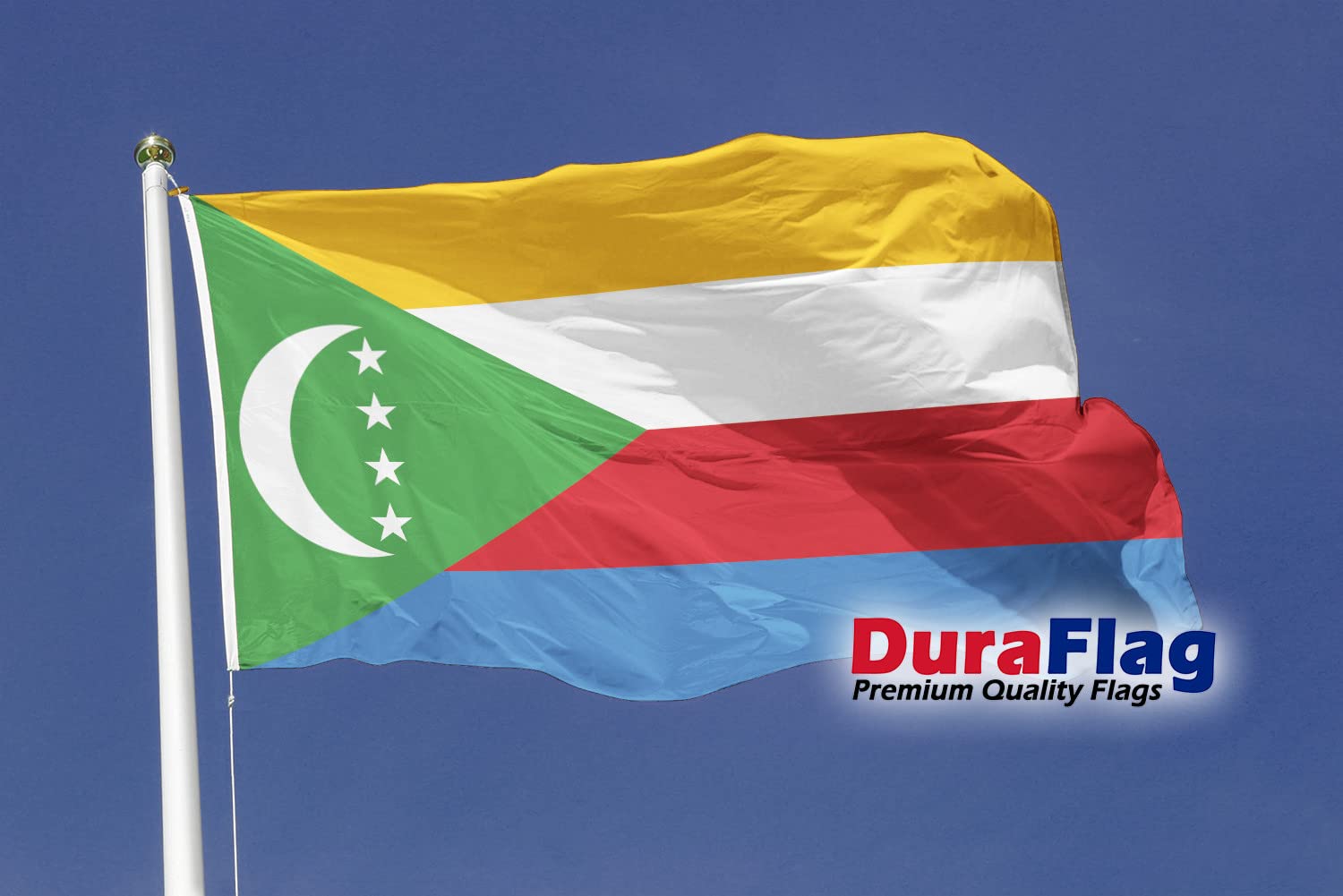 DuraFlag Comoros Small Courtesy 20x12" Rope and Toggled Premium Quality 50x30cm Flag — image 1