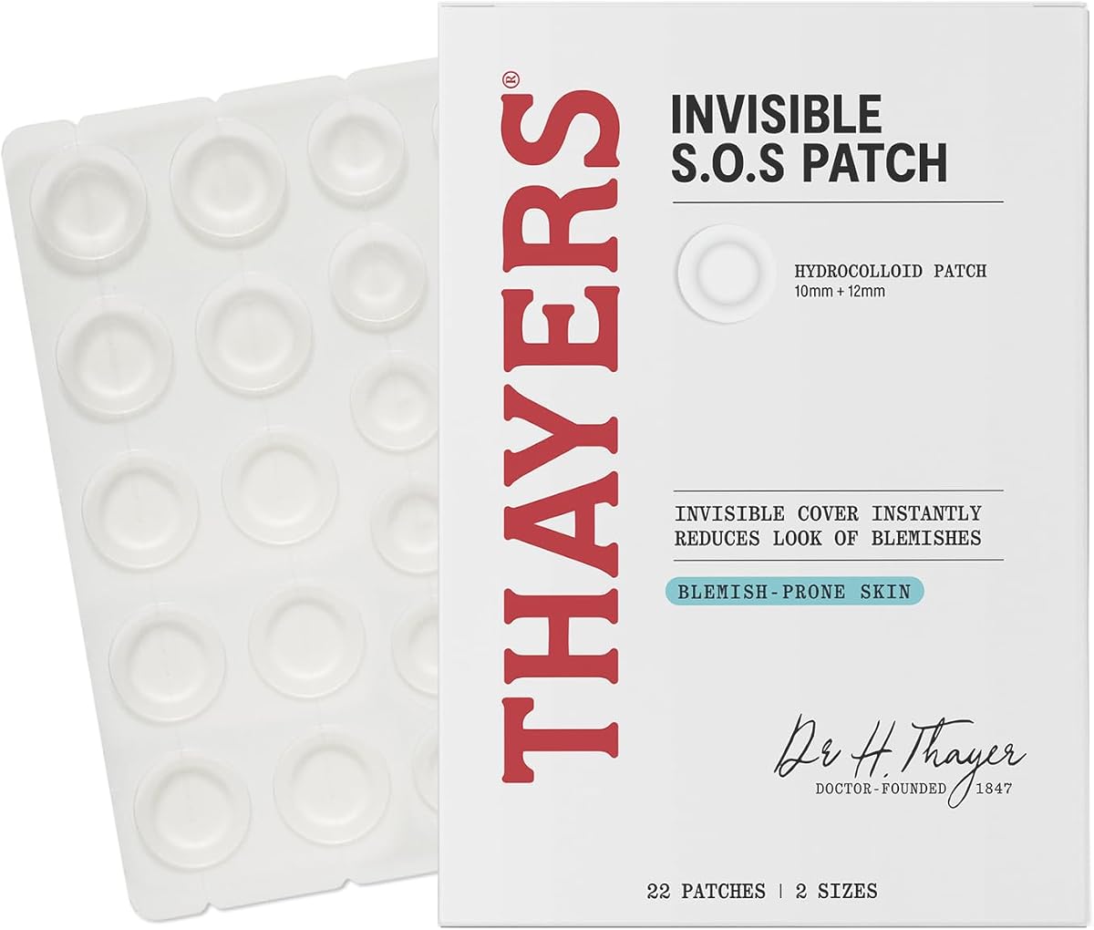 Invisible S.O.S Hydrocolloid Acne Pimple Patch, Ultra-Thin Design Instantly Reduces Look of Blemishes, Set of 22 Pimple Patches
