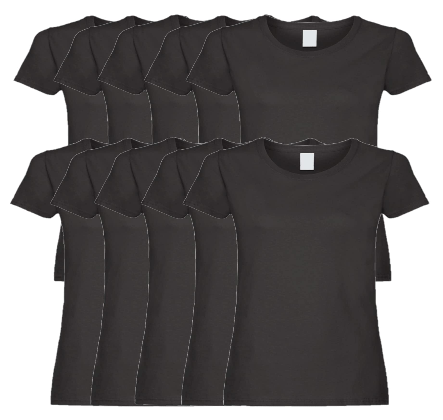 COOZO Ladies Original Pack of 10 Short Sleeve T-Shirts - Black - M