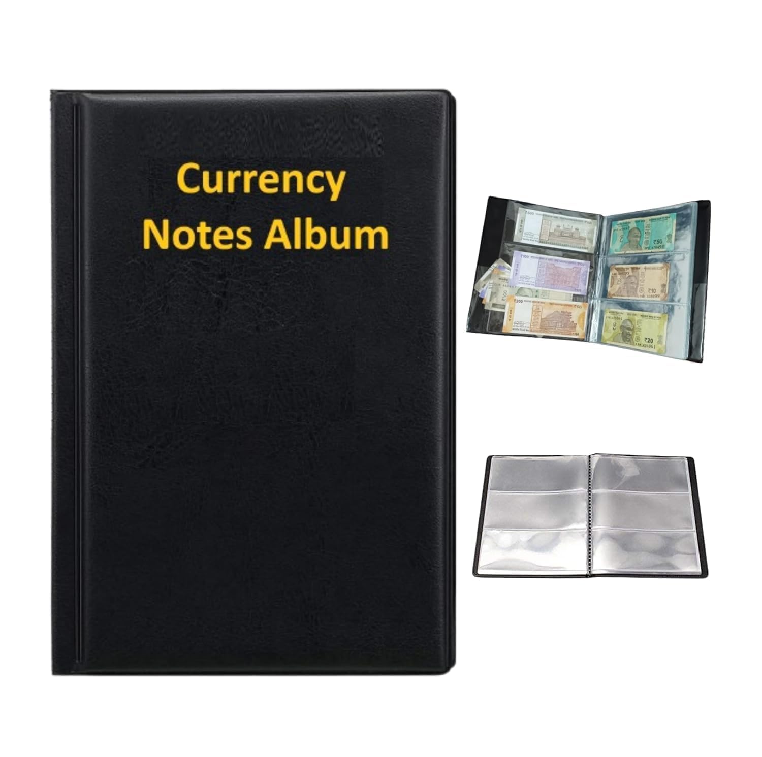 HATHIYANI Currency Album for Notes (90 Pockets) - Faux Leather Cover Currency Note Collection Album - Fits Big Currency Notes (Black) (PACK OF 1)-image-14