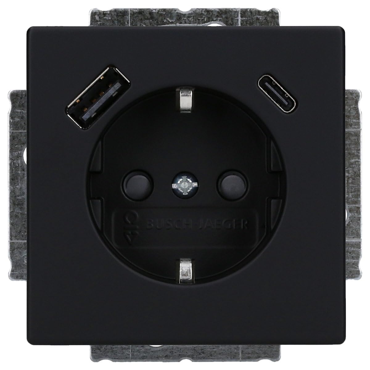 Busch-Jaeger 20 EUCB2USBAC-885 SCHUKO®-/USB-A+C Steckdose Safety+ Schwarz Matt Plattform 63 2CKA002011A6312