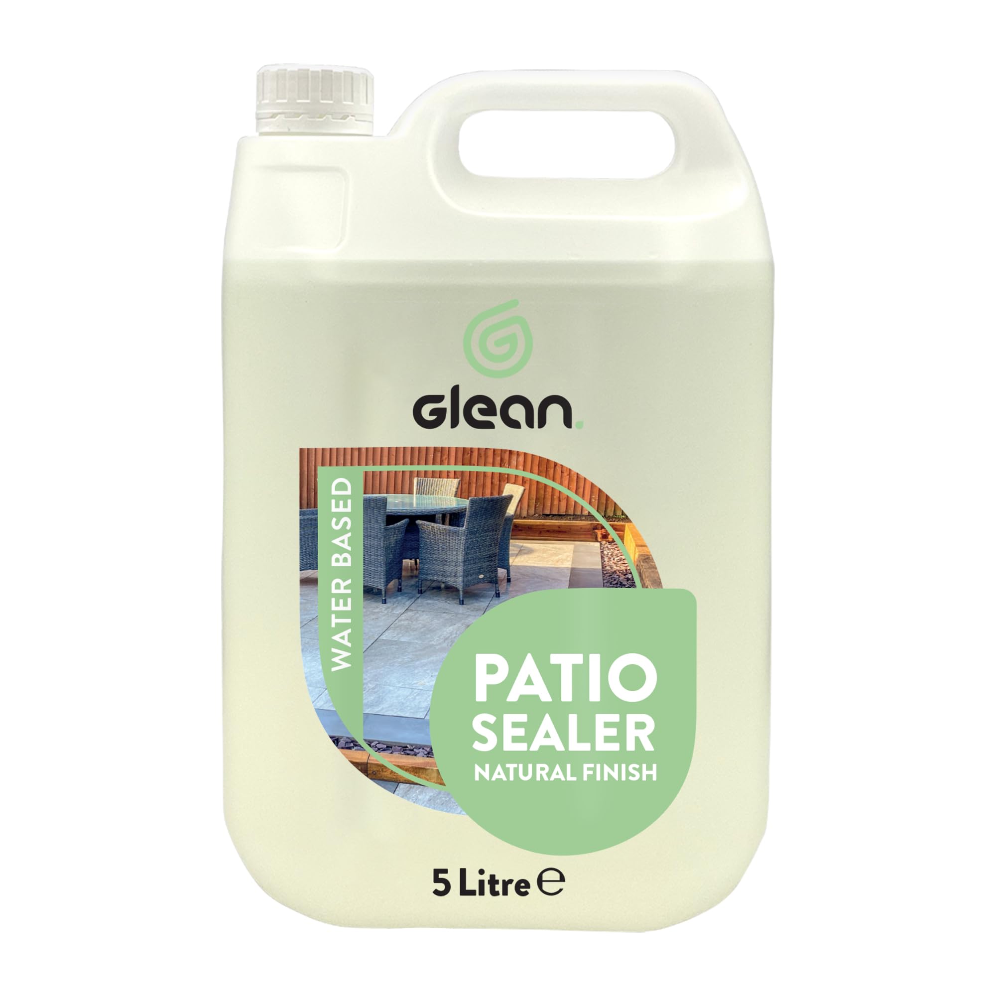 GLEAN Sellador antimanchas para patios | Sellador impregnante base agua | Patios y suelos de piedra natural | Protege contra aceite, grasa, suciedad, cal y manchas de agua | Acabado natural | 5 Litros