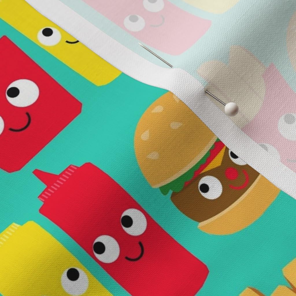 Spoonflower Fabric - Food Faces Mustard French Fries Printed on Petal Signature Cotton Fabric by the Yard - Sewing Quilting Apparel Crafts Decor
