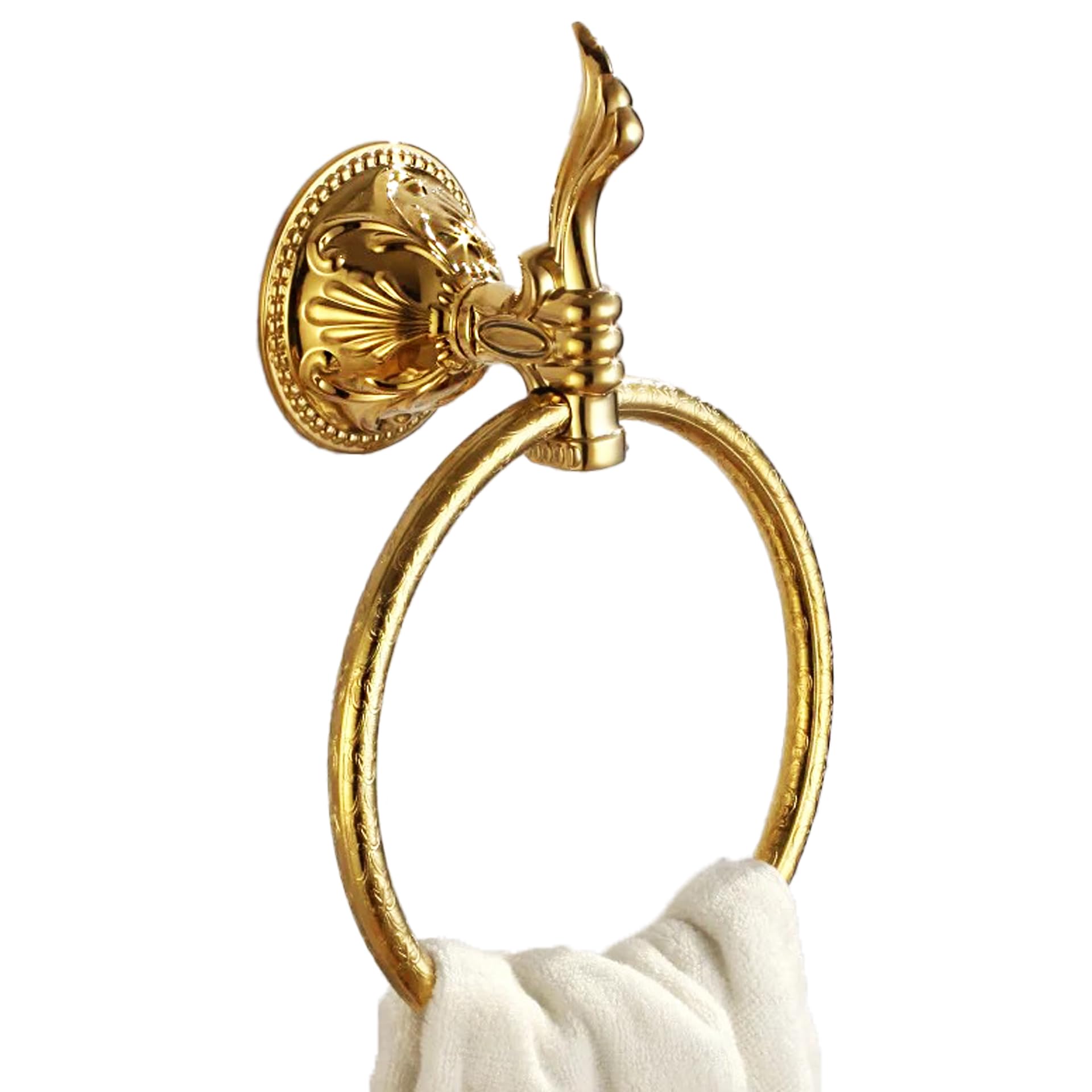 Porte-serviettes de luxe Anneau porte-serviettes Porte-serviettes Porte-serviettes Accessoires de salle de bain Laiton - Or poli, noble, élégant, inoxydable (Design 1 : Esclusivo)