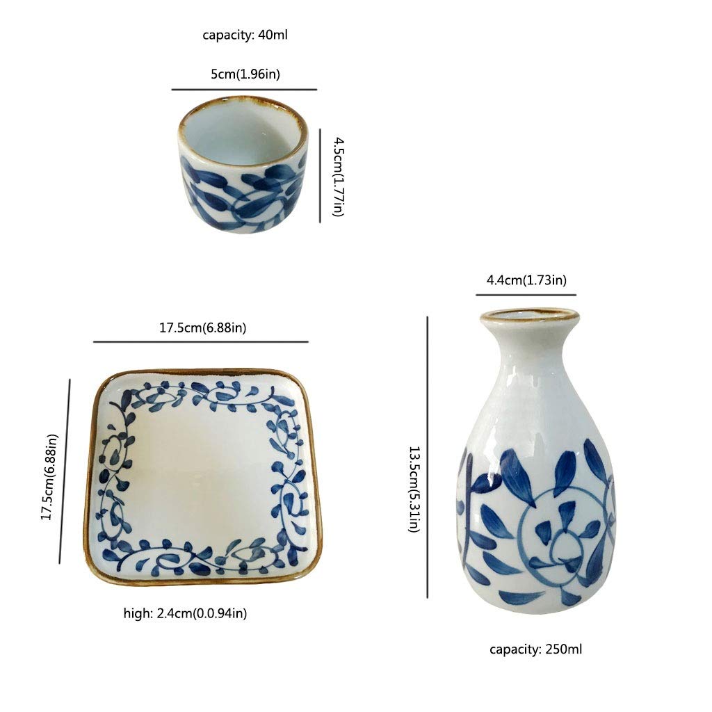 CUNTO Tazza per Sake Set da 6 Pezzi Set per Sake Artigianato Tazza per Sake Set per Sake Freddo/Caldo/tè/Sake Pentole per Sake Bianche
