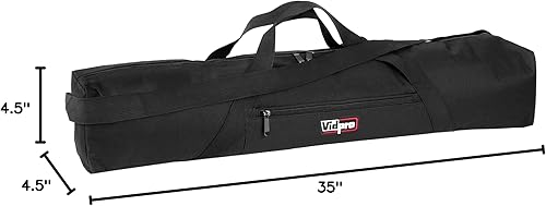 Miniatura 15 de VidPro TC-45 Funda de transporte para trípode, bolsa de nailon resistente con correas para el hombro y asas, estuche compacto con cierre