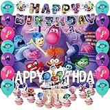 42pcs Inside Out Party Supplies Pack Includes，Banner，Cake Topper，Blackdrop,Balloons for Inside Out party supplies