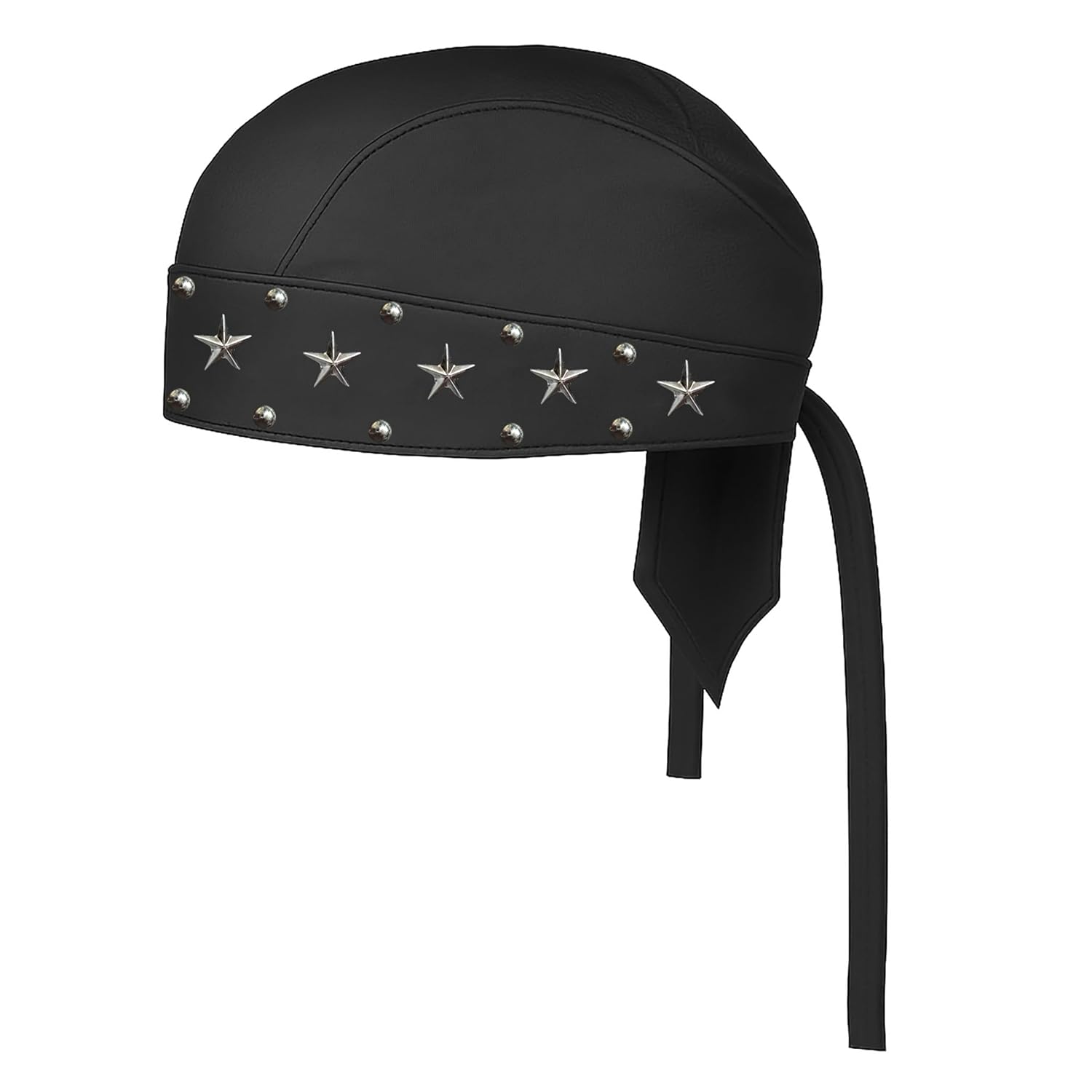 Sheep Leather Skull caps in Black Sweat Head Wraps Studded Skull Cap Bandana Style in Real Do Du