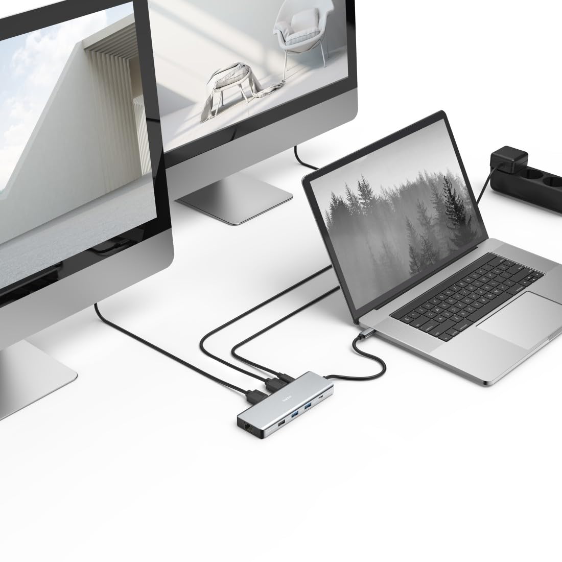 Hama | Hub USB-C 9 Puertos HDMI Dual LAN Ethernet USB 5 Gbit/s | Incluye 4 USB-A, 2 USB-C, 2 HDMI y Ethernet, ideal para estaciones de trabajo y productividad, Aluminio