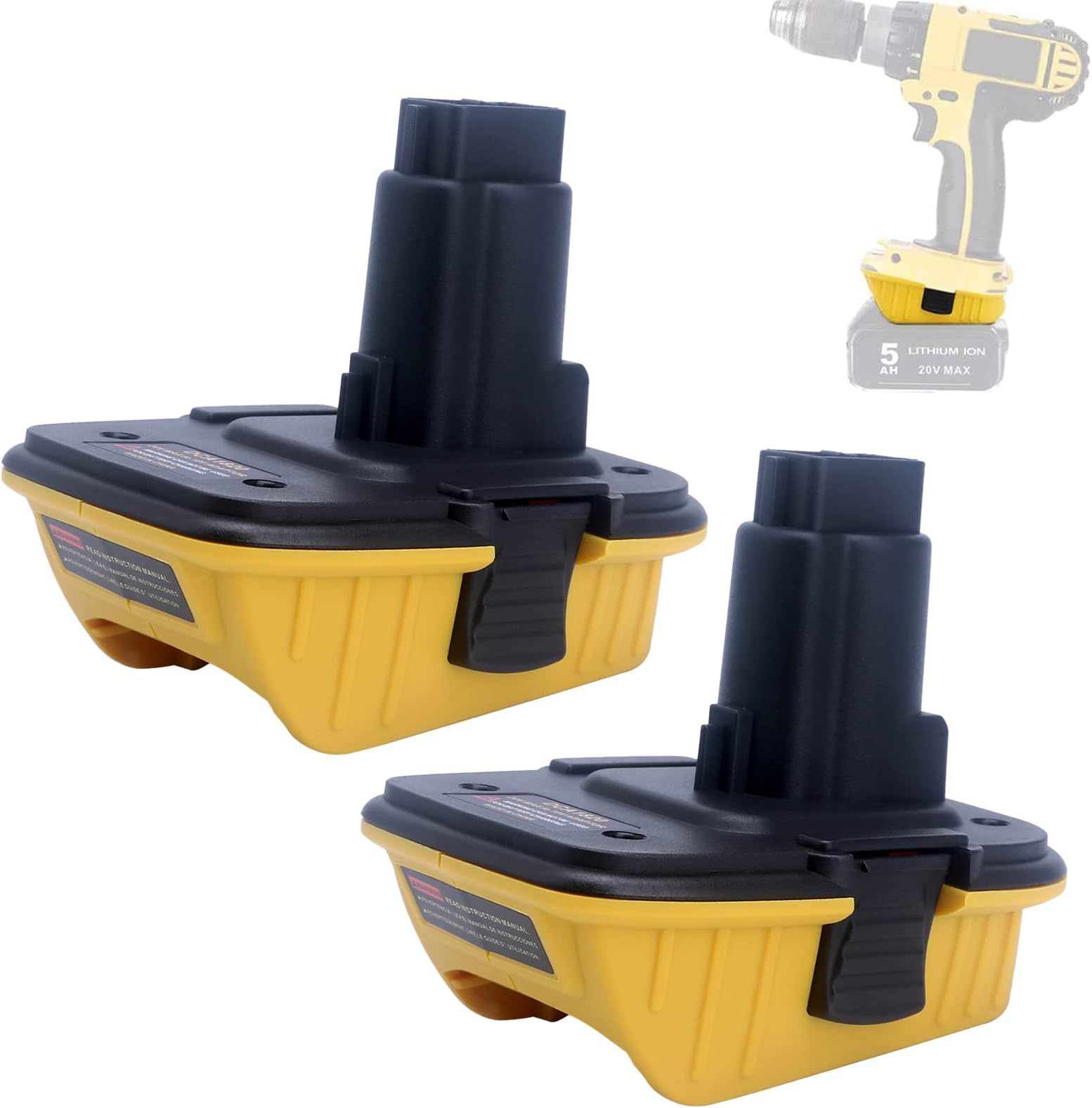 2Pack DCA1820 18V to 20V Adapter Compatible with Dewalt 18V XRP Tools - Compatible with De-Walt Battery Adapter Work with 20V Max Battery DCB201 DCB203 DCB204 DCB206