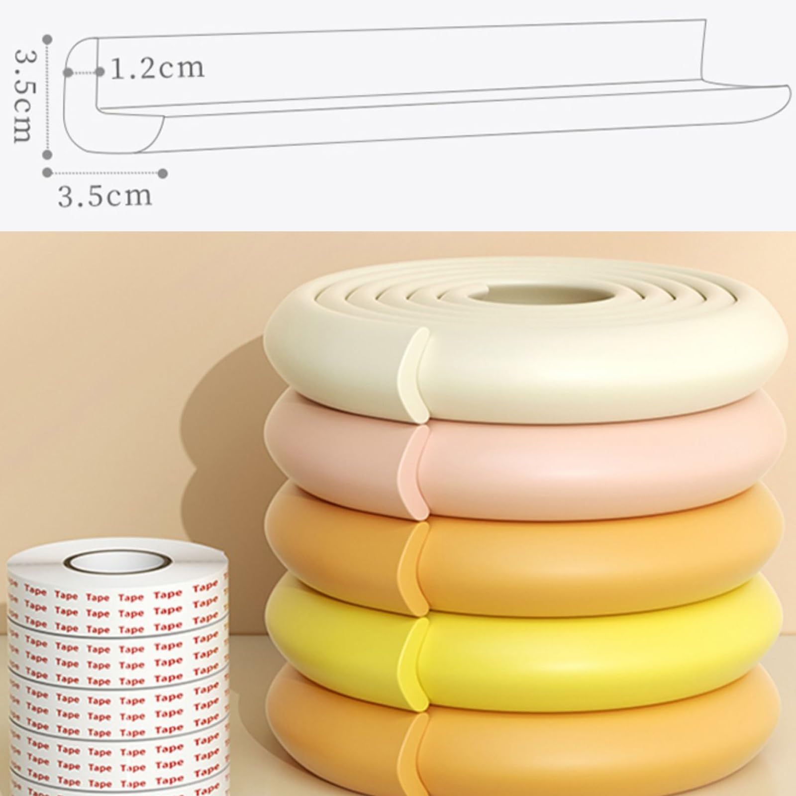 Protezioni for Bordi E Angoli for Mobili, Striscia Paraurti di Sicurezza for Bambini, Bordo Paraspigoli for Carichi Pesanti Ad Altissima Densità for Mobili di Diverse Dimensioni(Gray,5M)