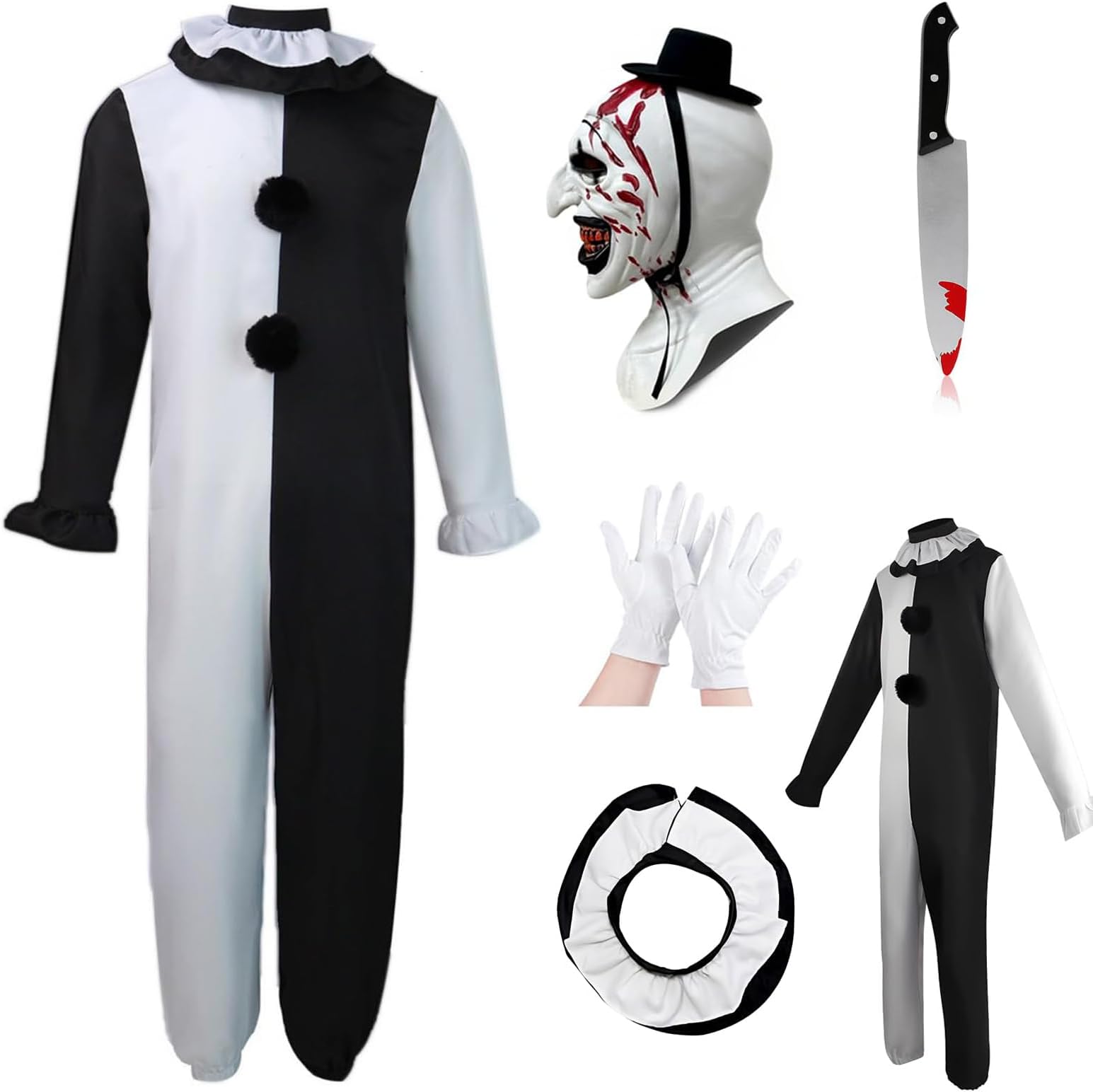 Art Clown Costume Kids Terrifying Mask Scary Killer Clown Costume Halloween Cosplay Outfit Boys Girls
