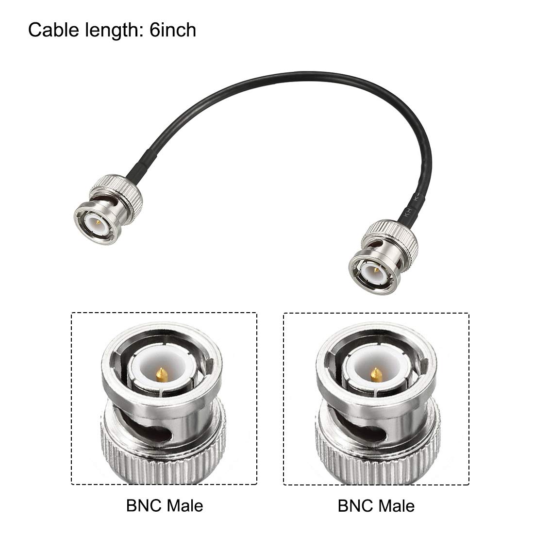 uxcell BNC Male to Male Coaxial Jumper Cable 50 Ohm 6 Inch RG174