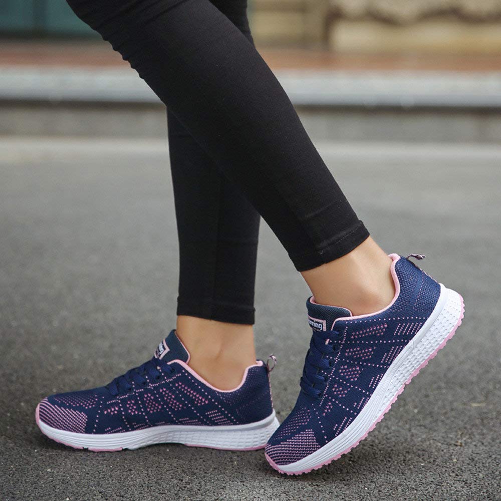 Zapatillas de Deporte Respirable para Correr Deportes Zapatos Running Cojines de Aire Calzado Mecedora Net para Estudiante Volar Zapatos Deportivas de Mujer Gimnasia Ligero Sneakers Atletismo riou