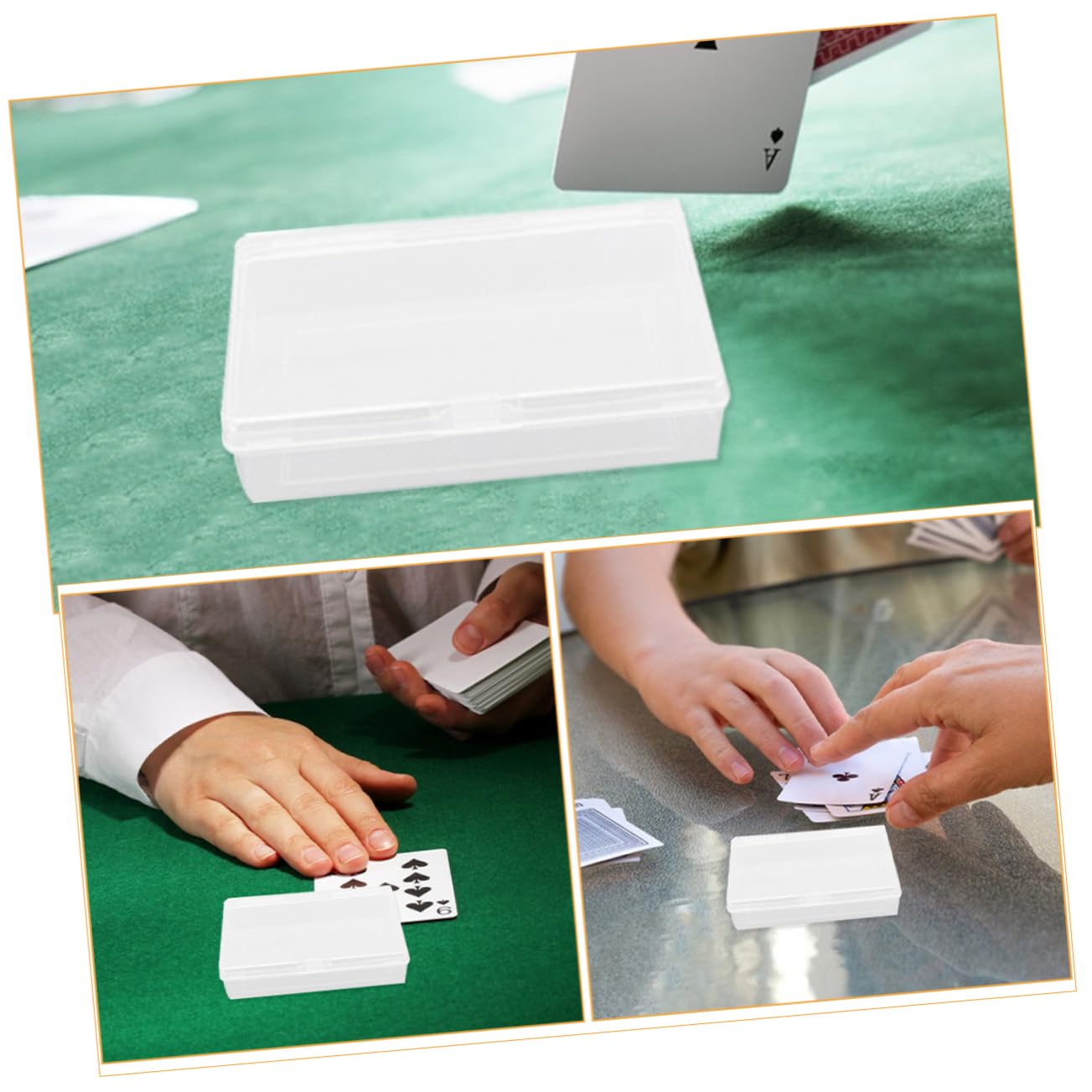 ORFOFE 12pezzi Contenitore per Carte da Gioc Plastica Trasparente con Coperchicernierato Scatola Porta Carte per Collezionabili US Casa Ufficio Organizzazione Efficiente