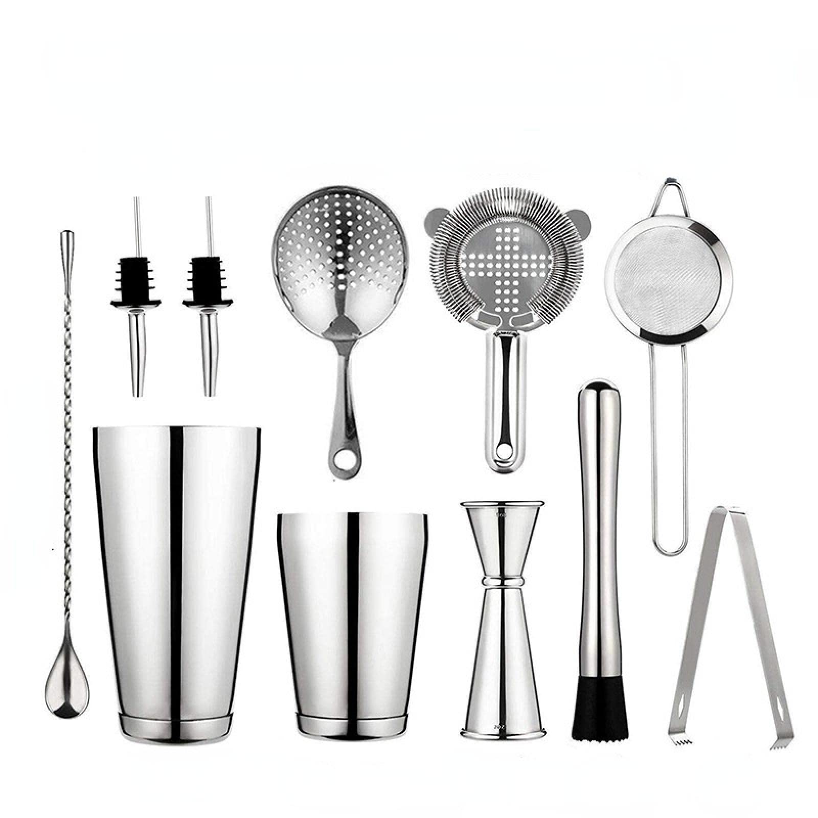 Juego de camarero Kit de camarero Juego de coctelera Juego de coctelera Juego de coctelera Herramienta de barras Soporte para estante de vino Accesorio para fiesta de bebidas Juego de cobre (Silvers