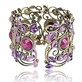 less like Cuff Bracelets, Summer Vintage VTG Rainbow Purple Flower Resin CZ Rhinestone Drop Bracelet Bangle Jewelry For Women