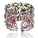 less like Cuff Bracelets, Summer Vintage VTG Rainbow Purple Flower Resin CZ Rhinestone Drop Bracelet Bangle Jewelry For Women