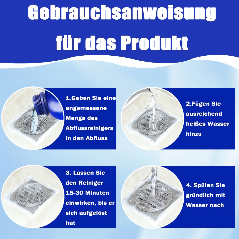 Pipe Bobo Rohrreiniger, Pipe Bobo Cleaner, Strength Pipeline Dredging Agent, Professionelles Abflussreinigungsmittel für Außenbereiche, Küchenspülen, Duschen, Badezimmer, und Toiletten (2pc)