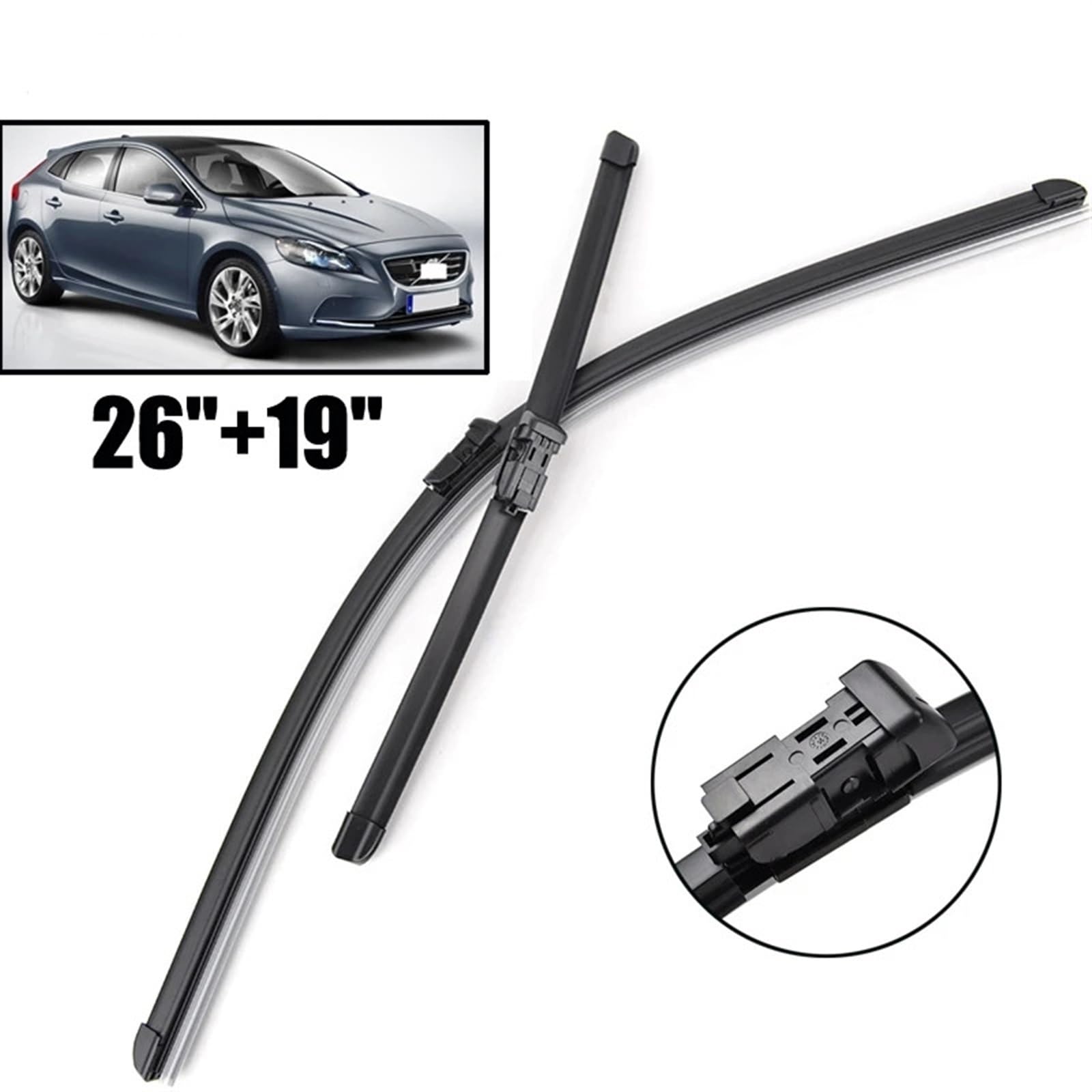 Limpiaparabrisas Coche Compatible Con Volvo Para V40 2012 2013 2014 2015-2019 Limpiaparabrisas LHD Escobillas De Limpiaparabrisas Delanteras Ventana Coche Cepillos Lluvia 26 "+ 19"