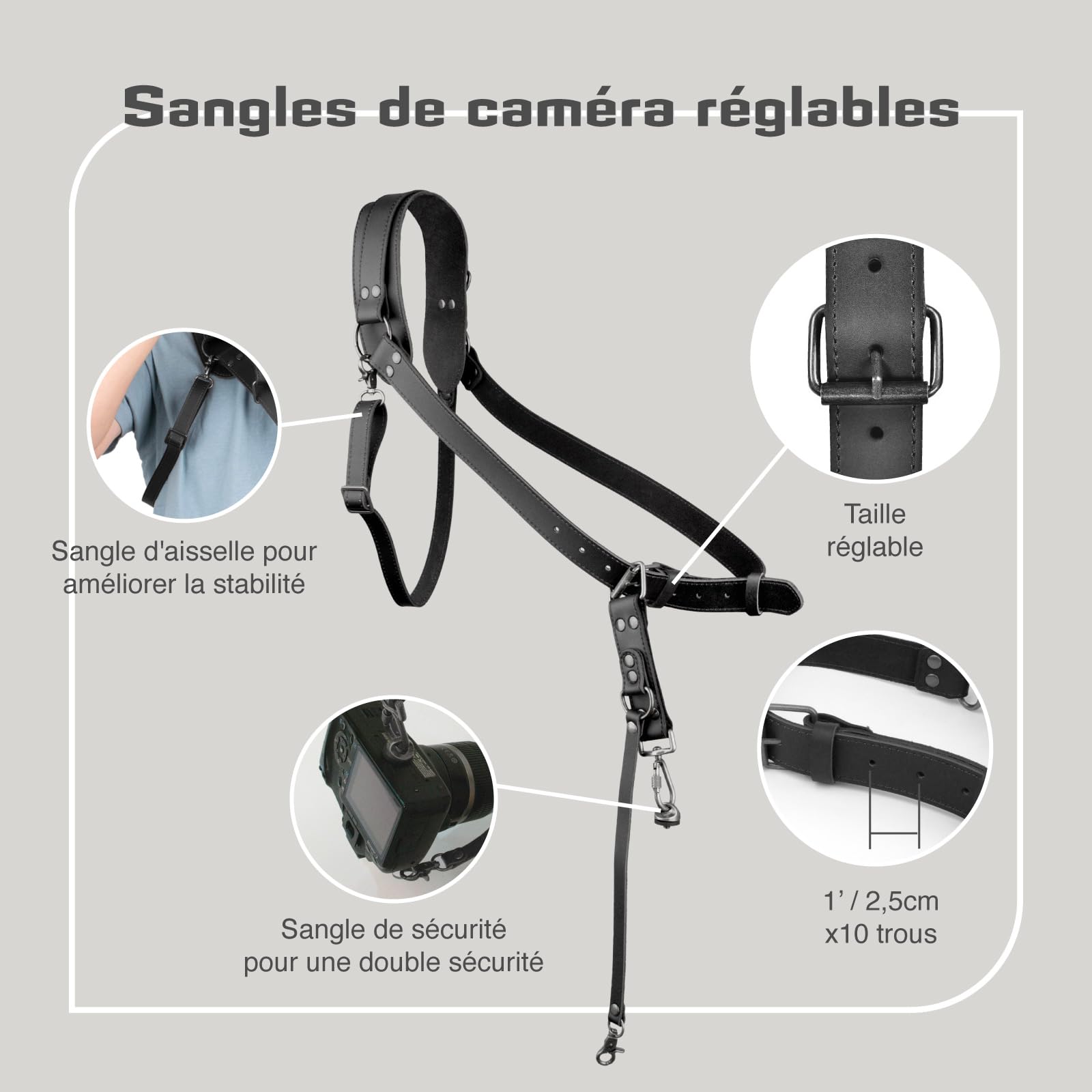Sangle Appareil Photo pour 1 Appareil,Harnais Appareil Photo