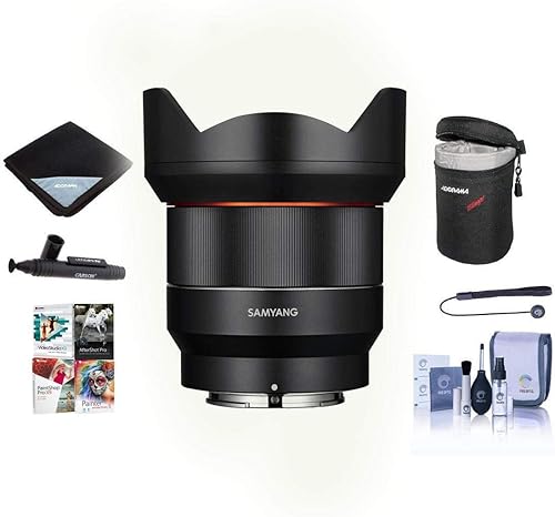 SAMYANG 0.551 in F2.8 AF gran angular, lente de enfoque automático de marco completo para Canon EF paquete con funda de objetivo, kit de limpieza,