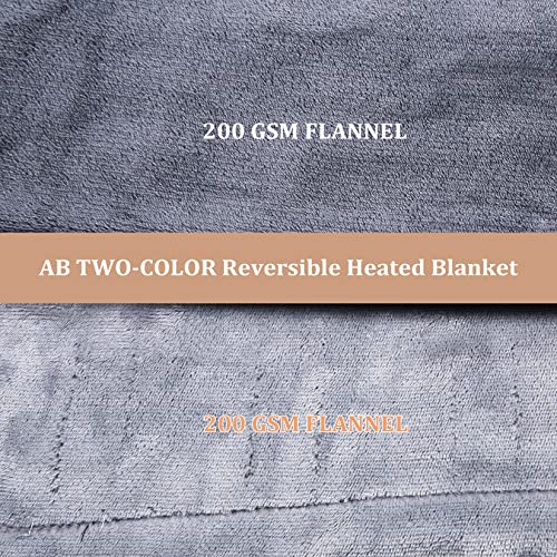 GAOMON Electric Heated Blanket Throw, Super Cozy Soft Flannel Heated Throw with 4 Fast Heating Levels & 10 Hours Auto Off, Machine Washable, ETL Certification, Home Office Use(Queen, Grey)