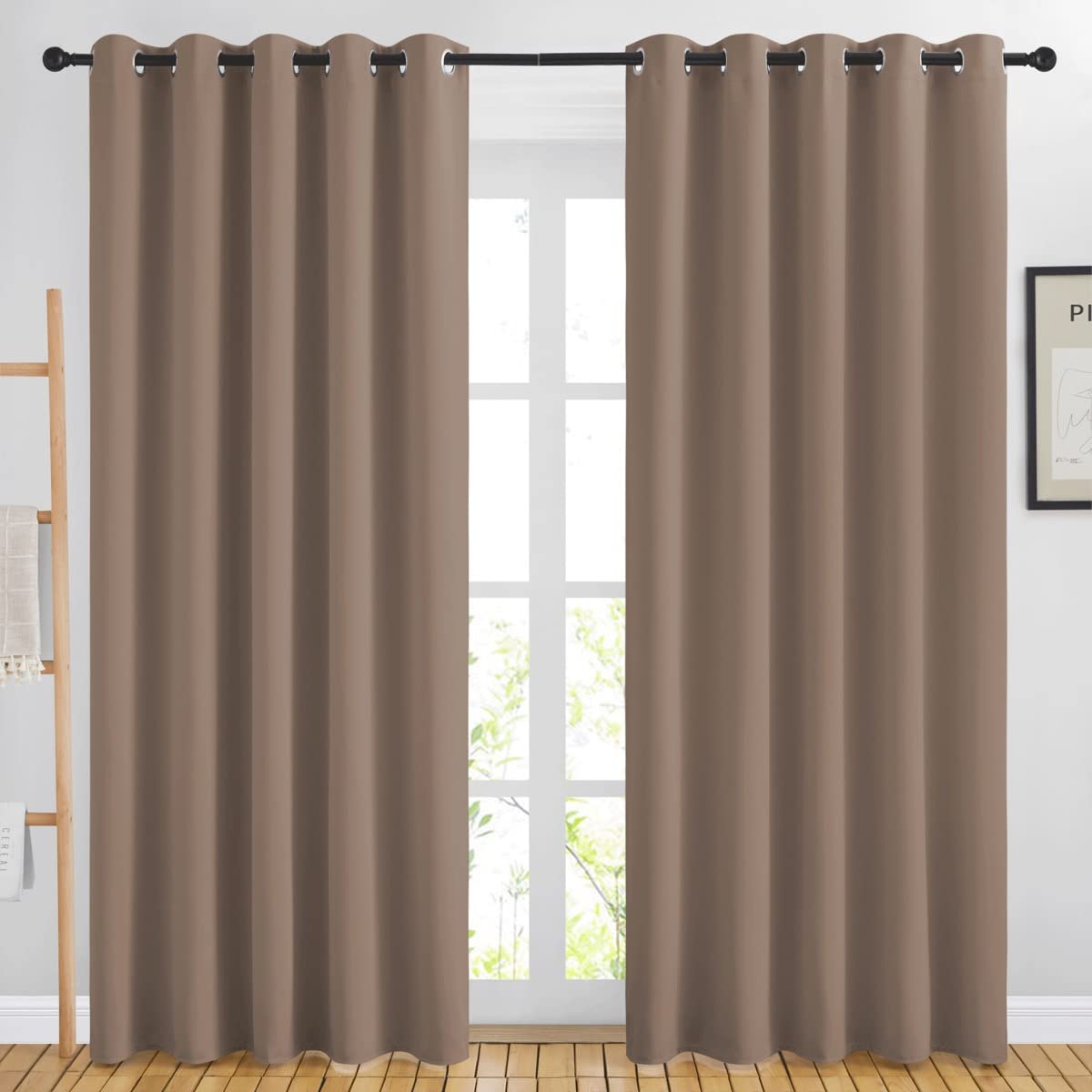NICETOWN Blackout Curtains 84 inch Length 2 Panels Set - 3 Pass Microfiber Noise Reducing Thermal Insulated Solid Ring Top Curtains & Drapes for