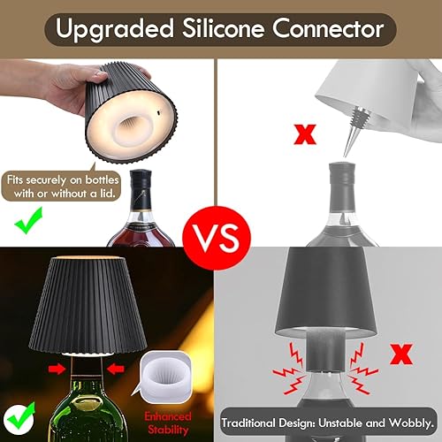 Miniatura 2 de WILIT Wireless Lamp Shades for Liquor Bottle Lights, 3 Level Brightness Cordless Table Lamp, Table Top Decor for Living Room, Wine Lamp Touch Lamps