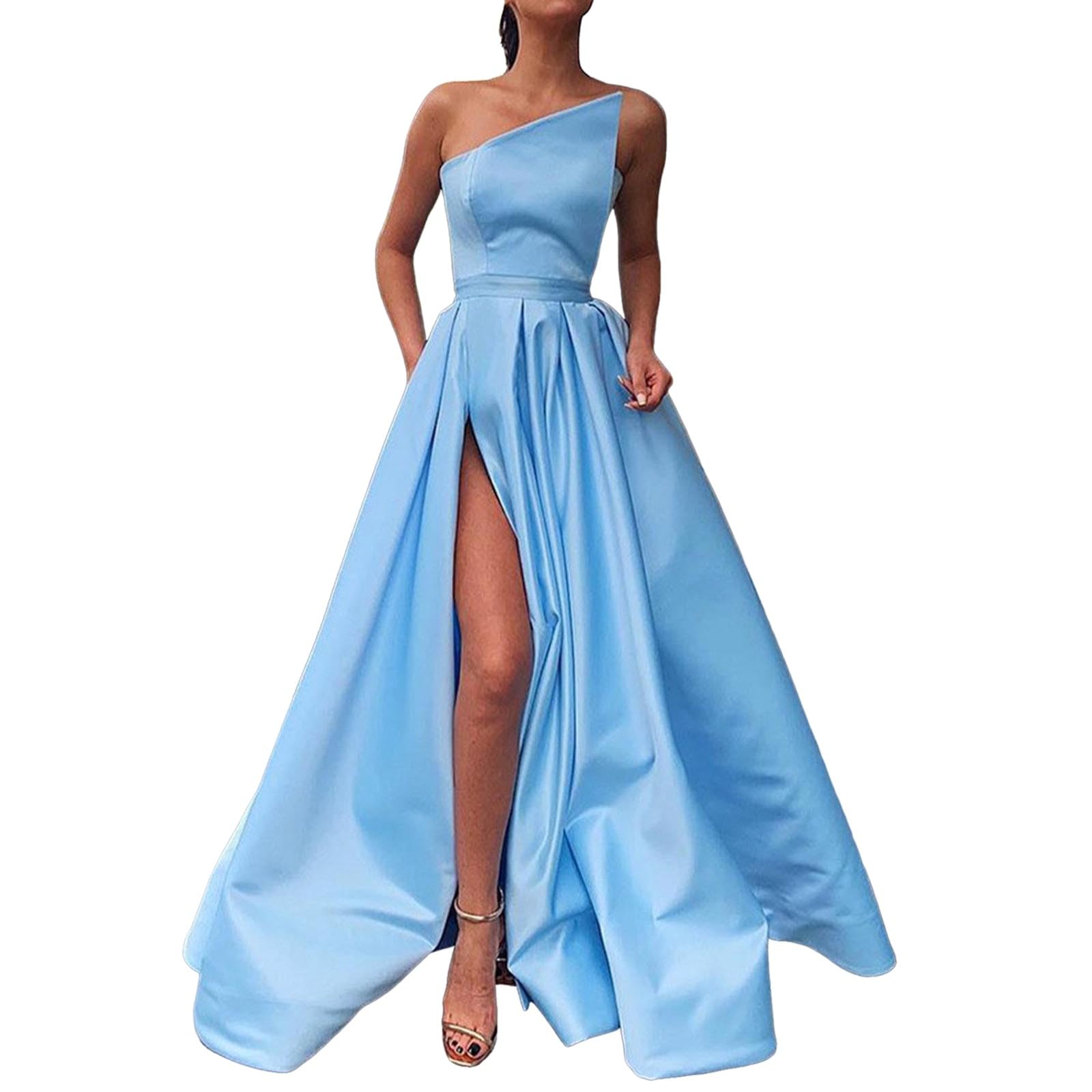 YOGALULU Vestido Deportivo Mujer Vestido de Noche Largo, Vestido de cóctel Formal, Vestidos de Dama de Honor de satén con Abertura Tenis