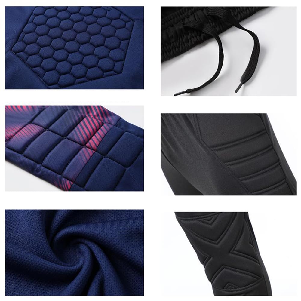 Set Conjunto Equipaciones Portero Hombre Camiseta de Manga Larga Pantalones Largos de Portero Traje de Entrenamiento 2 Piezas para Fútbol Rugby Baloncesto