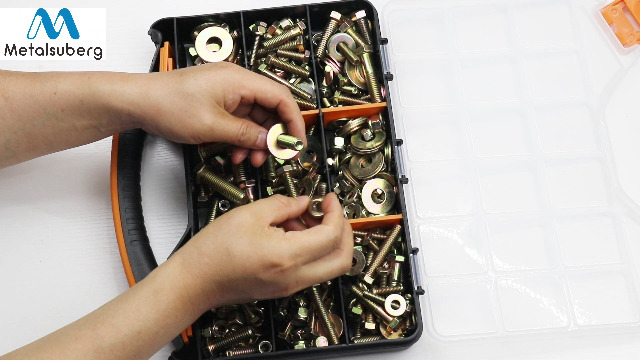 Image of 540pcs SAE 1 /4 inch 5 /16 inch 3 /8 inch 7 /16 inch 1 /2 inch Nylon Locknut Hex Bolt Flat Washer Assortment Kit by Color Galvanization,Alloy Steel,Grade 5.Length 1 /2 inch- 2 inch.23 Common Size for Automative,Fixture,DIY Design.
