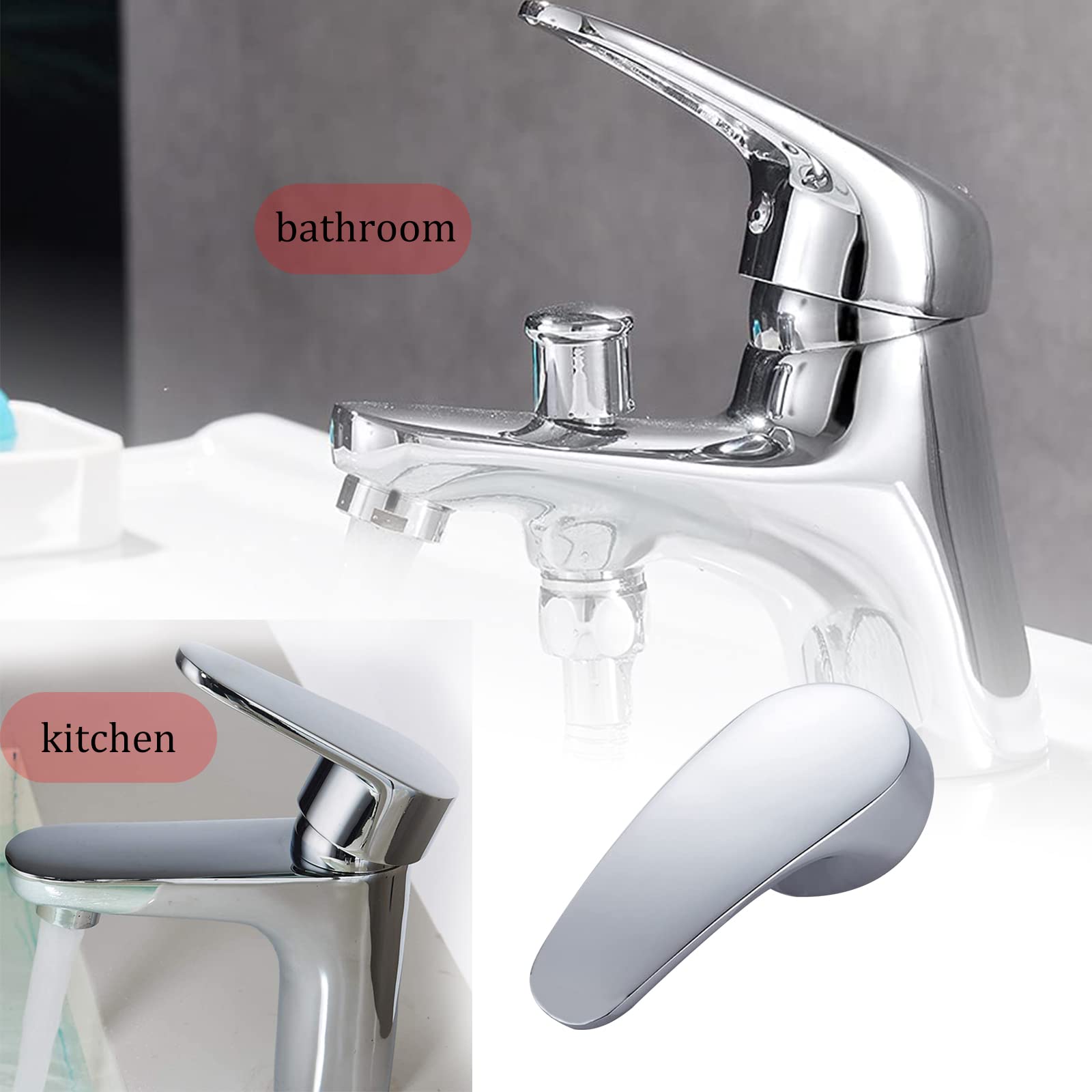 2 Stk Wasserhahn Griff, Hahn Ersatzteile Universal 40mm Kartusche | mit Knopf und Stellschraube für Küche Bad Wassertemperatur und Wasserdurchfluss Einstellen